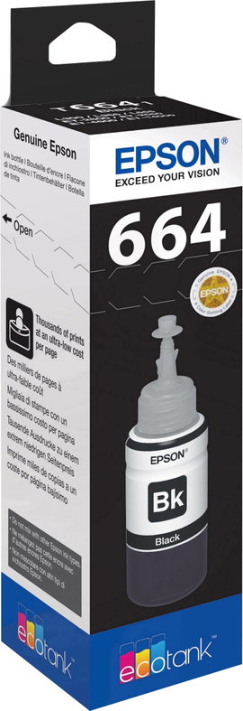 Epson Utántöltő tinta T6641, 664 Eredeti Fekete C13T66414010