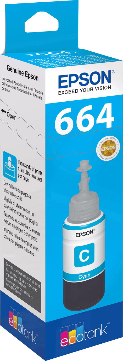 Epson Utántöltő tinta T6642, 664 Eredeti Cián C13T66424010