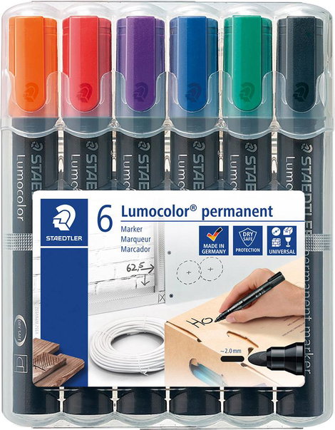 Staedtler Lumocolor 352 WP6 Permanent marker Különböző színek (színválasztás nem lehetséges) Vízálló