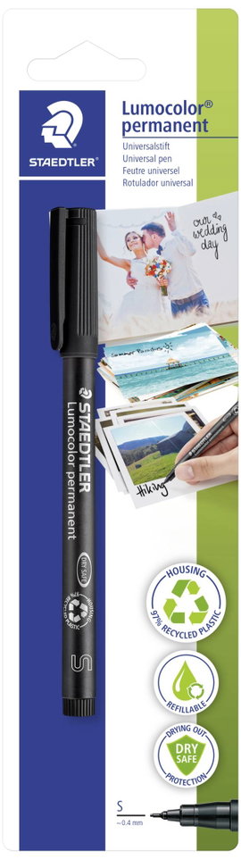 Staedtler Lumocolor 313-9 BK-1 Permanent marker Fekete Vízálló: Igen