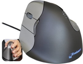 Evoluent Vertical Mouse 4 VM4L Ergonomikus egér USB Optikai Szürke, Ezüst 6 Gombok 2800 dpi Ergonómi