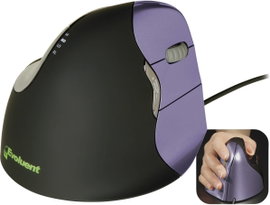 Evoluent Vertical Mouse 4 VM4S Ergonomikus egér USB Optikai Fekete, Lila 6 Gombok 2800 dpi Ergonómik