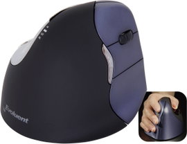 Evoluent Vertical Mouse 4 VM4RW Ergonomikus egér Rádiójel vezérlésű Optikai Fekete, Ezüst 6 Gombok 2