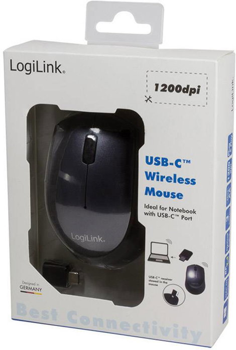 LogiLink ID0160 WLAN egér Rádiójel vezérlésű Optikai Fekete 3 Gombok 1200 dpi 3. kép