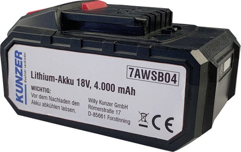 Kunzer 7AWSB04 Szerszám akku 18 V 4000 mAh Lítiumion