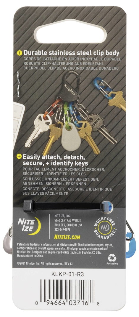 NITE Ize Kulcstartó karabiner KLKP-01-R3 Nite Ize Fekete, Türkiz, Narancs, Szürke, Zöld 1 db 9. kép