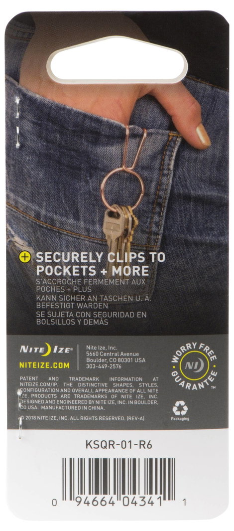 NITE Ize Kulcskarika KSQR-01-R6 SqueezeRing Easy Load Key Clip Fekete 1 db 7. kép