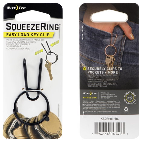 NITE Ize Kulcskarika KSQR-01-R6 SqueezeRing Easy Load Key Clip Fekete 1 db 8. kép