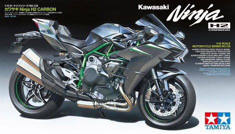 Tamiya 14136 Kawasaki Ninja H2 Carbon Motorkerékpár építőkészlet 1:12 2. kép