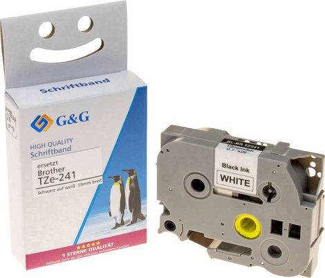 G&G Feliratozó szalag Szalagszín: Fehér Szövegszín: Fekete 18 mm 8 m