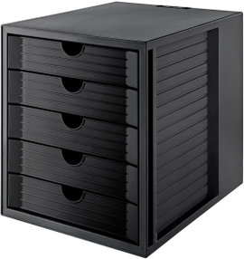 Fiókos irattároló DIN A4, DIN C4, 5 fiókok, fekete, HAN SYSTEMBOX KARMA 14508-13
