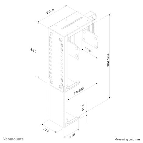 Neomounts CPU-D100BLACK CPU-D100BLACK Számítógép tartó Asztal alatt Fekete Terhelhetőség: 30 kg 3. kép