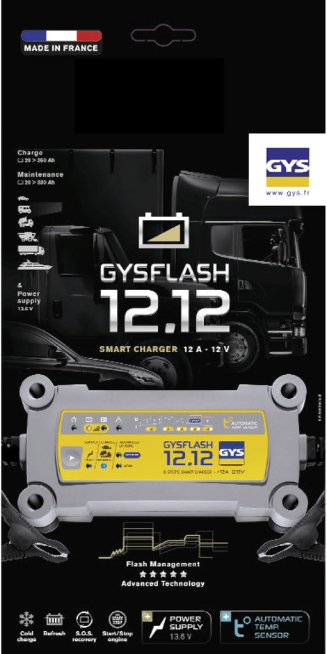 GYS GYSFLASH 12.12 029392 Automatikus töltő 12 V 12 A 2. kép