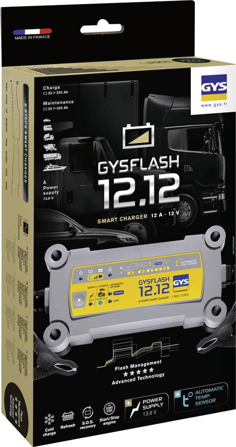 GYS GYSFLASH 12.12 029392 Automatikus töltő 12 V 12 A 3. kép