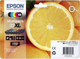 Epson Tinta T3357, 33XL Eredeti Kombinált csomag Fekete, Fénykép fekete, Cián, Bíbor, Sárga C13T3357