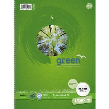 Ursus Classic Jegyzetfüzet 608570020 Zöld DIN A4 kockás Lapok száma: 80
