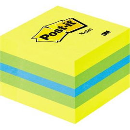 Post-it Öntapadó jegyzettartó kocka 2051-L 51 mm x 40 mm Kék, Lime zöld, Citromsárga 400 lap
