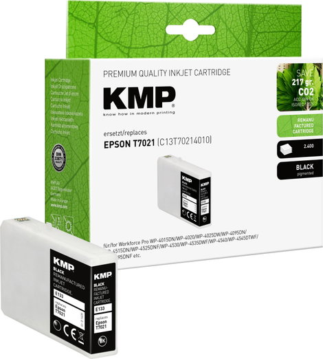 KMP Tinta helyettesíti Epson T7021 Kompatibilis Fekete E133 1620,4001