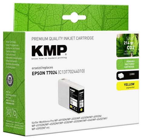 KMP Tinta helyettesíti Epson T7024 Kompatibilis Sárga E136 1620,4009 2. kép