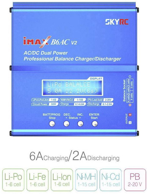 SKYRC B6AC V2 Modell multifunkciós töltő 6 A LiPolimer, LiFePO, Lítiumion, NiMH, NiCd, Ólom 5. kép