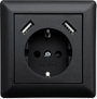 LEDmaxx USB1002 1 részes Süllyeszthető dugalj USB-vel, Gyermekvédelem Fekete bélyegkép
