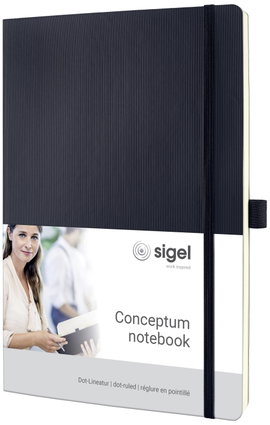 Sigel CONCEPTUM® CO308 Jegyzettömb Pontozott vonalzás (pontozott kockás) Fekete Lapok száma: 97 DIN 
