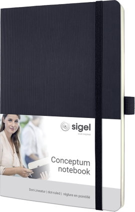 Sigel CONCEPTUM® CO309 Jegyzettömb Pontozott vonalzás (pontozott kockás) Fekete Lapok száma: 97 DIN 