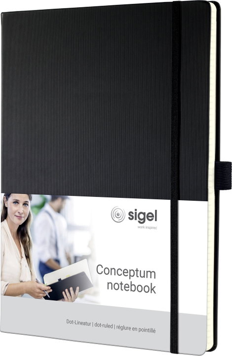 Sigel CONCEPTUM® CO108 Jegyzettömb Pontozott vonalzás (pontozott kockás) Fekete Lapok száma: 97 DIN  2. kép