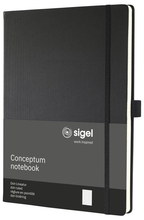 Sigel CONCEPTUM® CO108 Jegyzettömb Pontozott vonalzás (pontozott kockás) Fekete Lapok száma: 97 DIN 4. kép