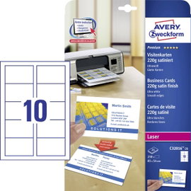 Avery-Zweckform C32016-25 Nyomtatható névjegykártyák, sima él 85 x 54 mm Fehér 250 db Papírformátum: