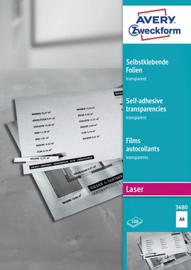 Avery-Zweckform Selbstklebefolie 3480 Öntapadó fólia DIN A4 Színes lézernyomtatás, Lézernyomtató, Sz