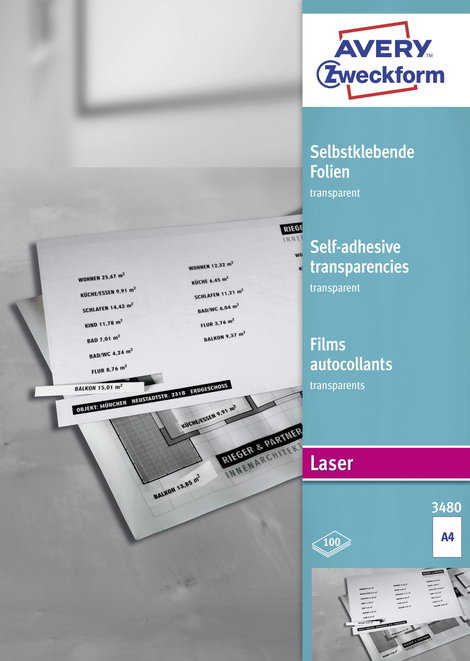 Avery-Zweckform Selbstklebefolie 3480 Öntapadó fólia DIN A4 Színes lézernyomtatás, Lézernyomtató, Sz 2. kép