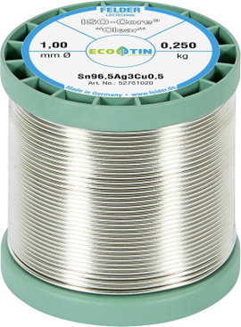 Felder Löttechnik ISO-Core Clear SAC305 Forrasztóón Tekercs Sn96,5Ag3Cu0,5 0.250 kg 1 mm