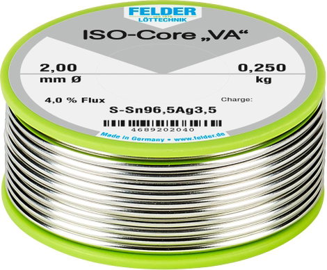 Felder Löttechnik ISO-Core VA Forrasztóón Tekercs Sn96,5Ag3,5 0.250 kg 2 mm