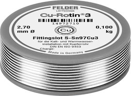 Felder Löttechnik Cu-Rotin® 3 Forrasztóón, ólommentes Tekercs Sn97Cu3 0.100 kg 2.7 mm