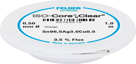 Felder Löttechnik ISO-Core Clear SAC305 Forrasztóón Tekercs Sn96,5Ag3Cu0,5 0.5 mm
