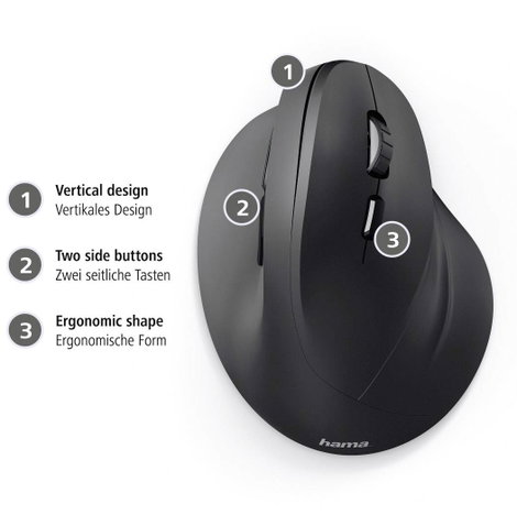 Hama EMC-500 Ergonomikus egér USB Optikai Fekete 6 Gombok 1000 dpi, 1400 dpi, 1800 dpi Ergonómikus 4. kép