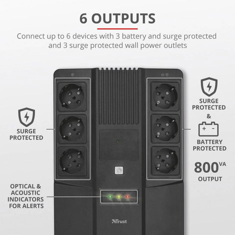 Trust MAXXON POWERSTRIP Megszakításmentes tápegység 800 VA 19. kép