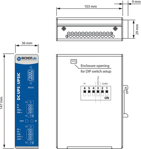 Bicker Elektronik UPSIC-2403D Ipari megszakításmentes tápegység berendezés (DIN rail) 4. kép