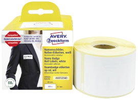 Avery-Zweckform Etikett tekercs 41 x 89 mm Fólia Fehér 200 db Leoldható AS0722560 Név címkék