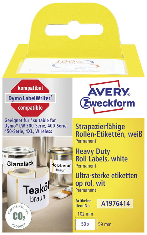 Avery-Zweckform Etikett tekercs 59 x 102 mm Fólia Fehér 50 db Véglegesen tapadó A1976414 Univerzális 2. kép