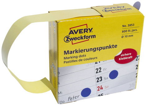 Avery-Zweckform 3853 Etikettek Ø 10 mm Papír Kék 800 db Véglegesen tapadó Jelölőpont etikett 2. kép