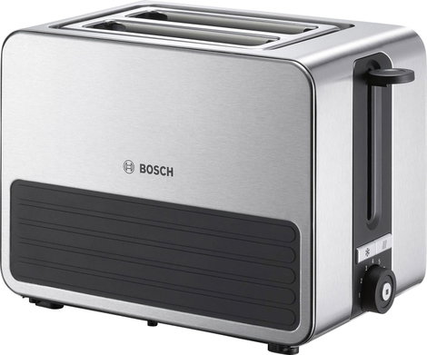 Bosch Haushalt TAT7S25 Kenyérpirító Beépített zsemle feltéttel Nemesacél, Fekete
