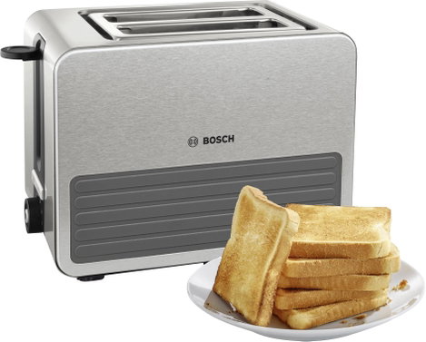 Bosch Haushalt TAT7S25 Kenyérpirító Beépített zsemle feltéttel Nemesacél, Fekete 5. kép
