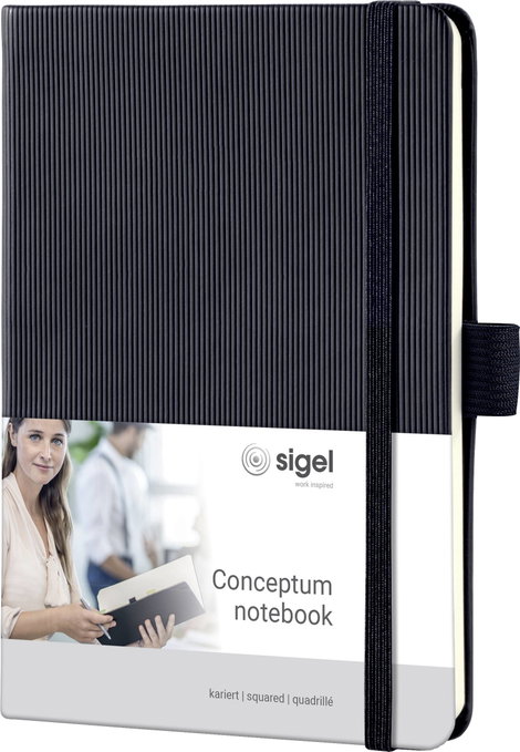 Sigel CONCEPTUM® CO131 Jegyzettömb kockás Fekete Lapok száma: 97 DIN A6
