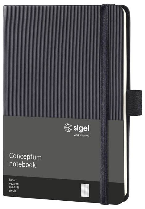 Sigel CONCEPTUM® CO131 Jegyzettömb kockás Fekete Lapok száma: 97 DIN A6 4. kép