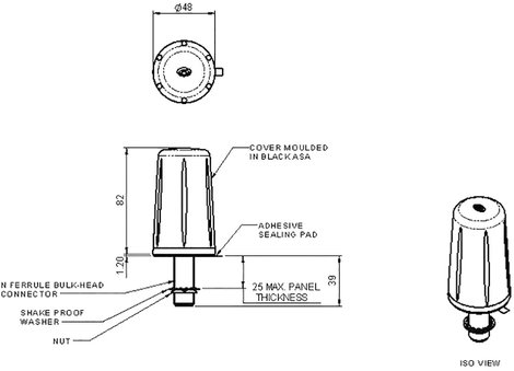 Wittenberg Antennen WB 15 Autós fixen beépíthető antenna, Fixen telepített antenna GSM, UMTS, LTE 2. kép