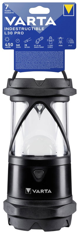 LED-es kemping lámpás 450 lm 623 g, elemes, Varta 18761101111 Indestructible L30 Pro