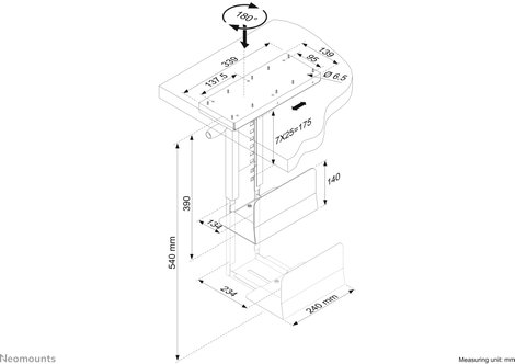 Neomounts CPU-D250BLACK CPU-D250BLACK Számítógép tartó Asztal alatt Fekete Terhelhetőség: 30 kg 3. kép