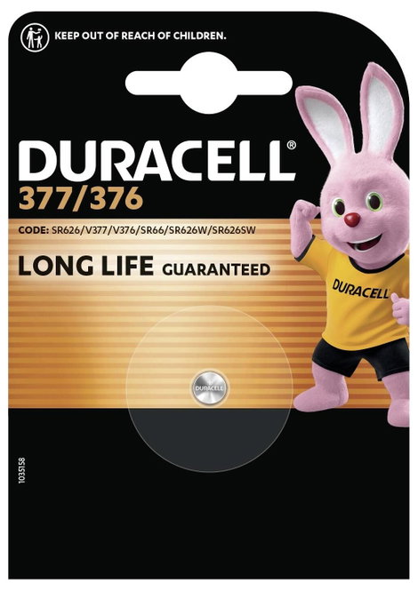 Duracell Gombelem 377 1.55 V 1 db 28 mAh Ezüstoxid SR66